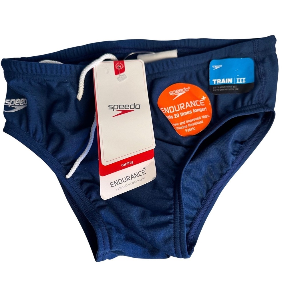 Speedo Swim Briefs Youth 28 Navy Endurance+ Racing Training Swimsuit